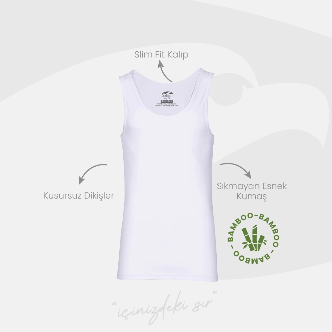 Şahin 6 Adet Bambu Askılı Erkek Atlet 10026