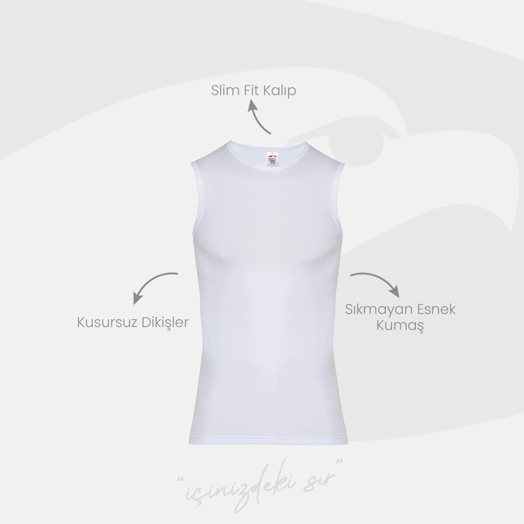 Şahin 6 Adet Erkek Likralı Sıfır Kol Atlet 10057