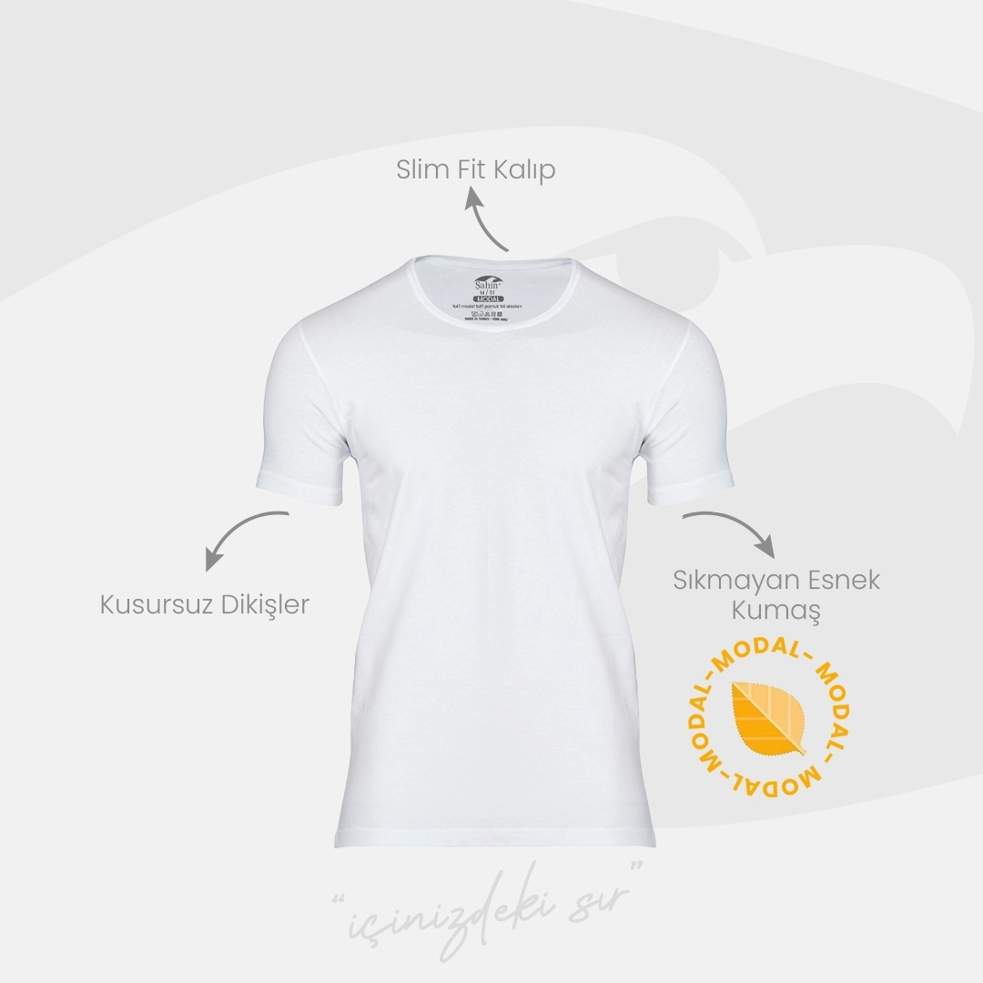 Şahin 6 Adet Erkek Modal Bisiklet Yaka Tshirt 10066