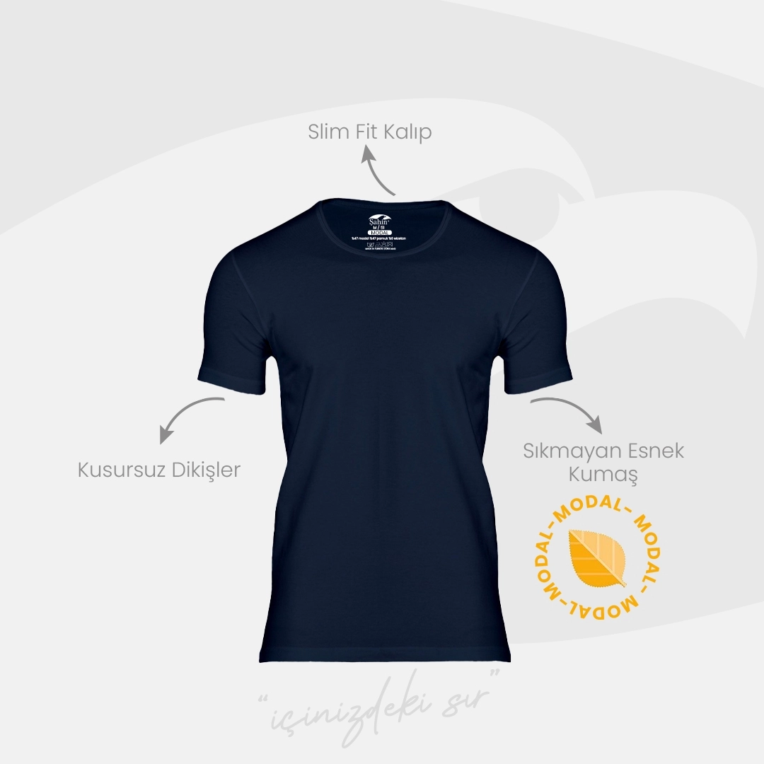 Şahin 6 Adet Erkek Modal Bisiklet Yaka Tshirt 10066