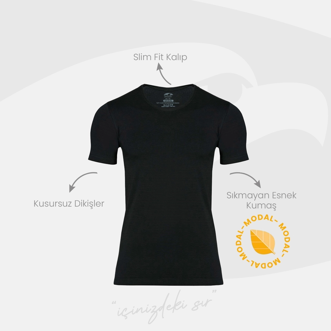 Şahin 6 Adet Erkek Modal Bisiklet Yaka Tshirt 10066