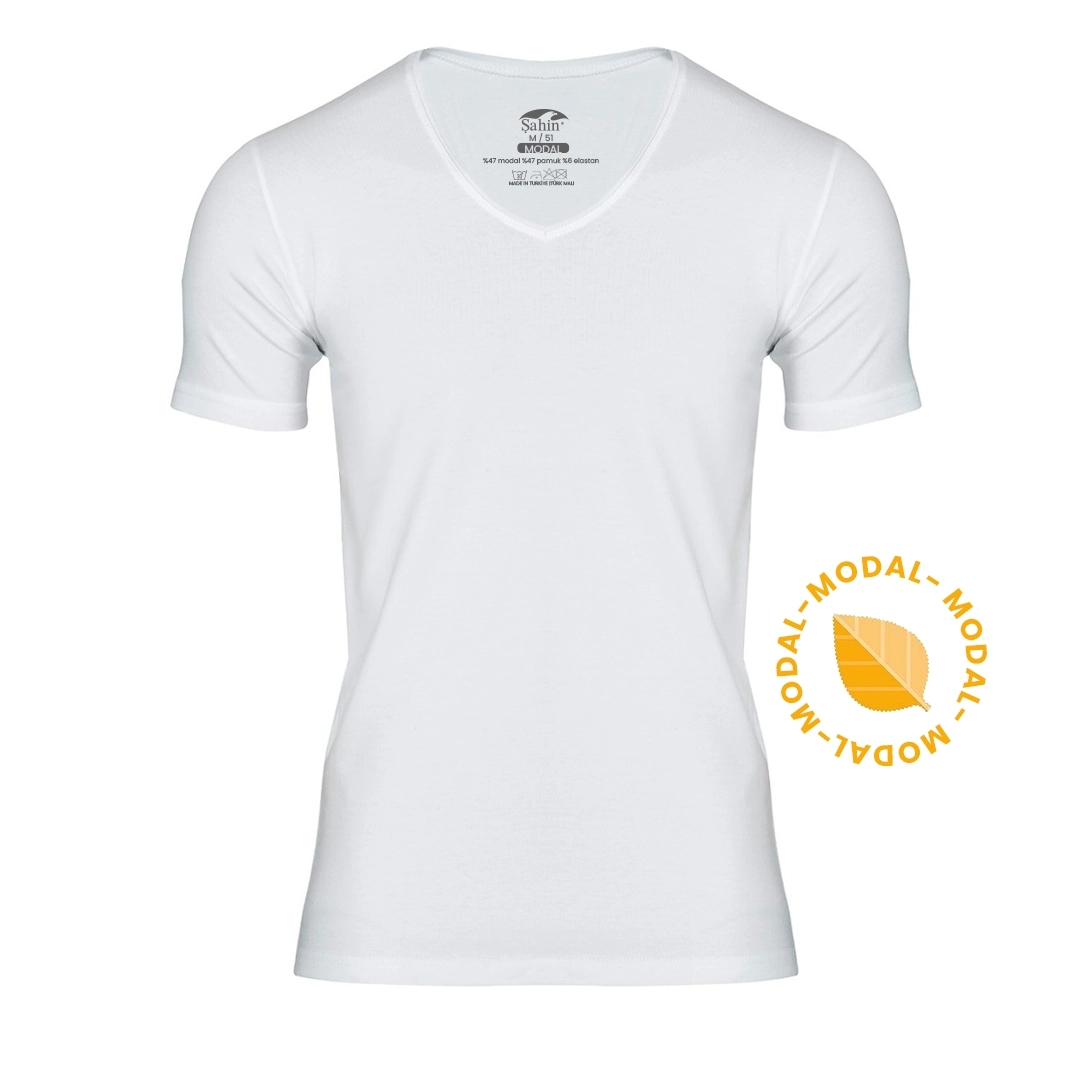 Şahin 6 Adet Erkek Modal V Yaka Tshirt 10067