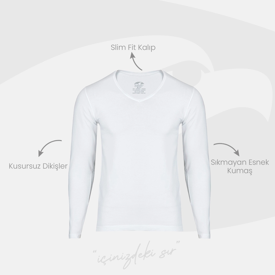 Şahin 6 Adet Erkek Uzun Kol V Yaka Badi 10072