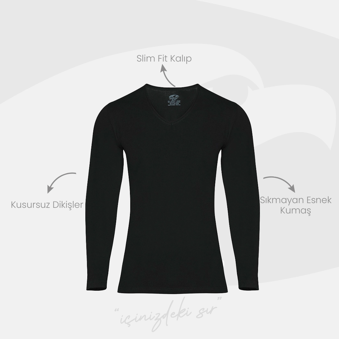 Şahin 6 Adet Erkek Uzun Kol V Yaka Badi 10072