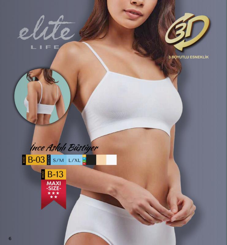 Elite Life Kadın İp Askılı Desteksiz Dikişsiz Büstiyer