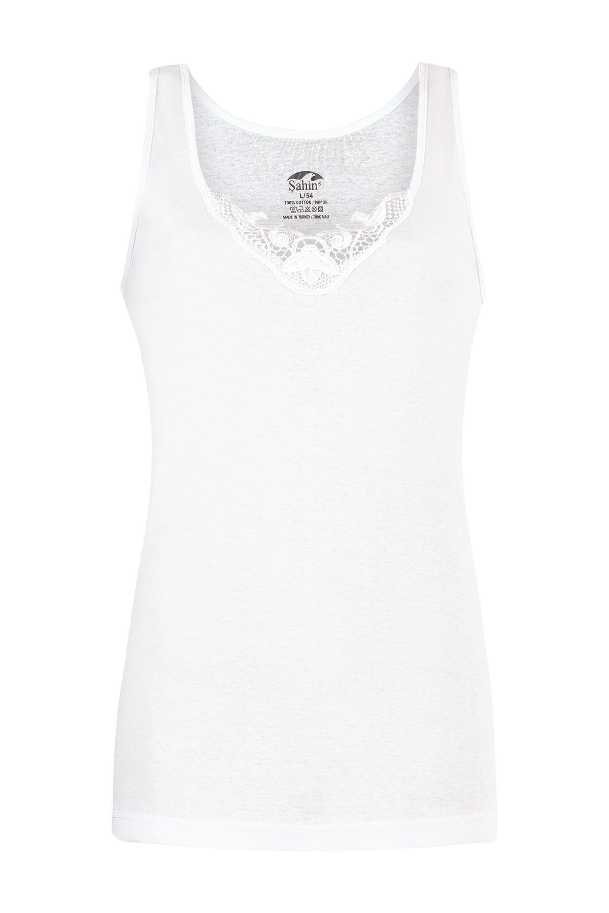 Şahin 6 Adet Kadın Ribana %100 Pamuk Güpürlü Atlet 30060