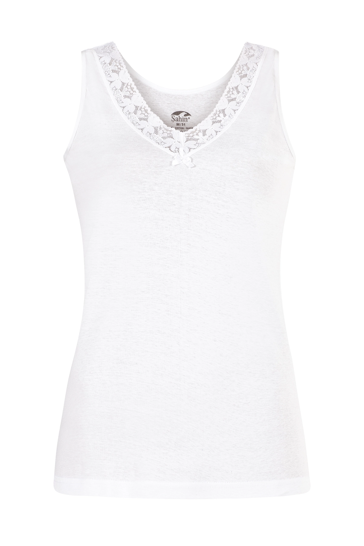 Şahin 6 Adet Kadın V Yaka Dantelli Atlet 30065