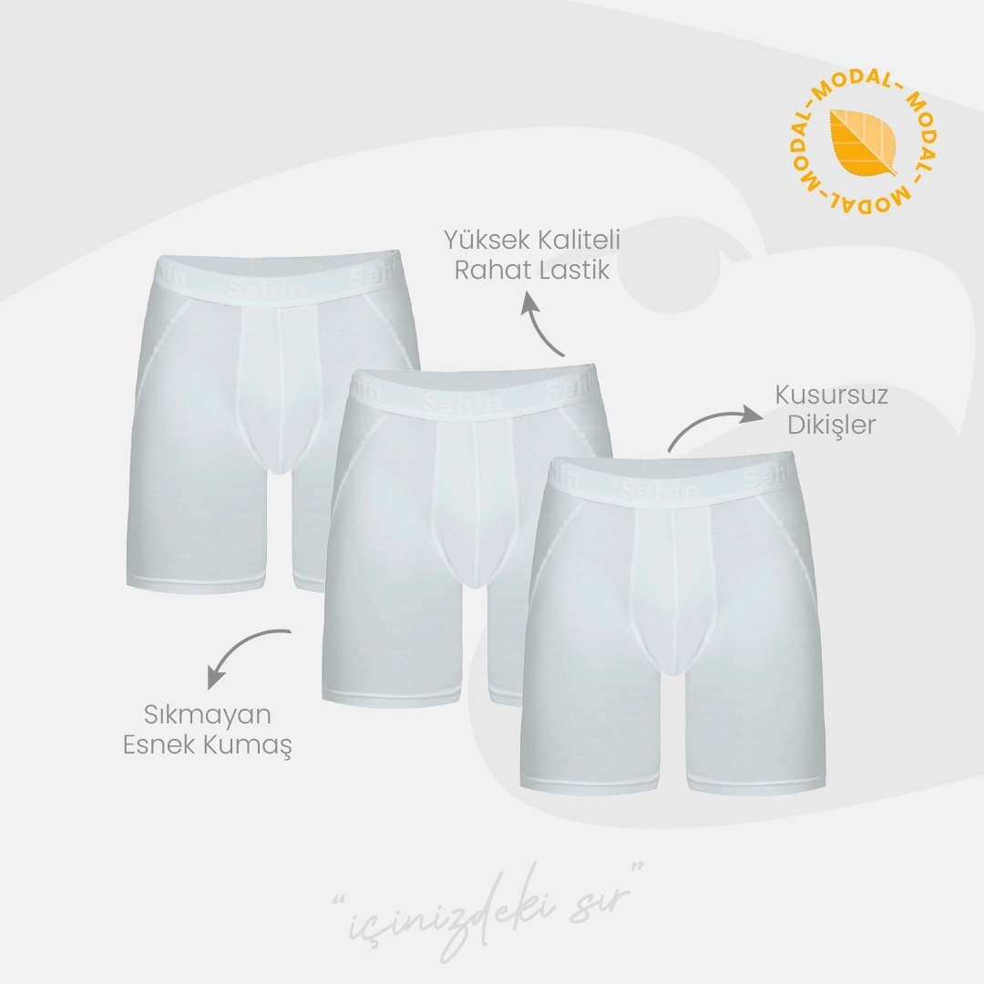 Şahin 6 Adet Erkek Modal Likralı Uzun Boxer 70057