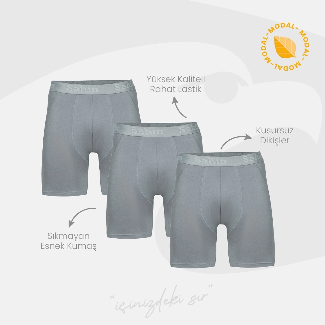 Şahin 6 Adet Erkek Modal Likralı Uzun Boxer 70057