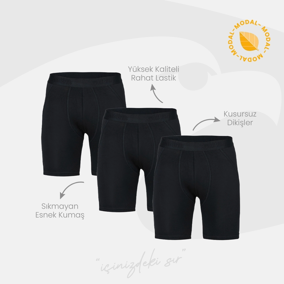 Şahin 6 Adet Erkek Modal Likralı Uzun Boxer 70057