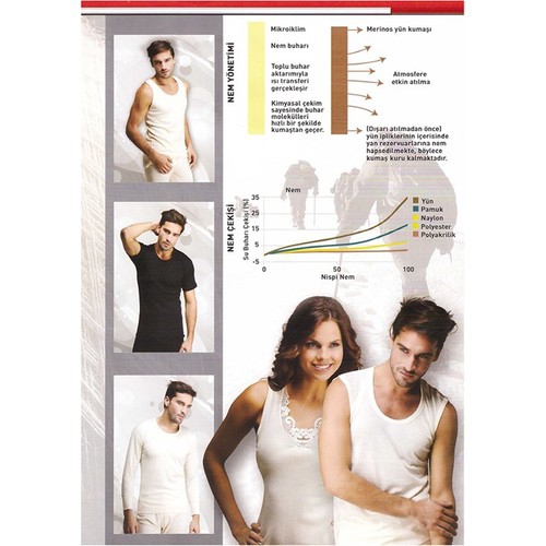 Hasyün Erkek %75 Yün Ekstra İnce Atlet Krem