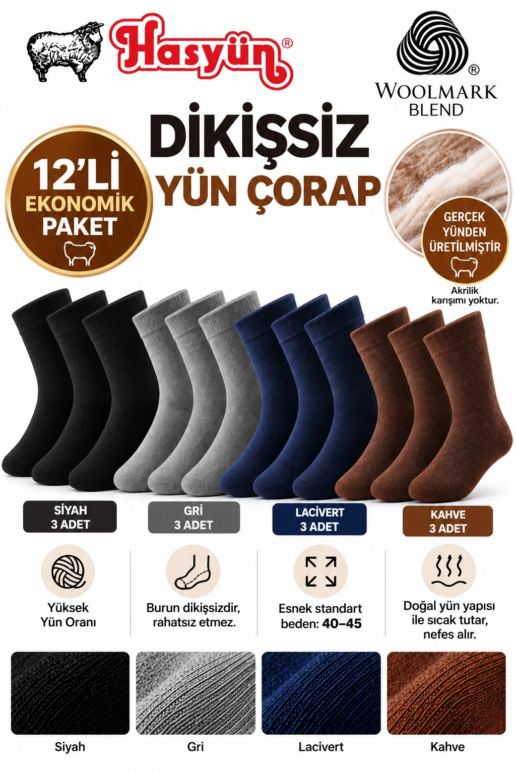 Hasyün Çorap 1 Düzine