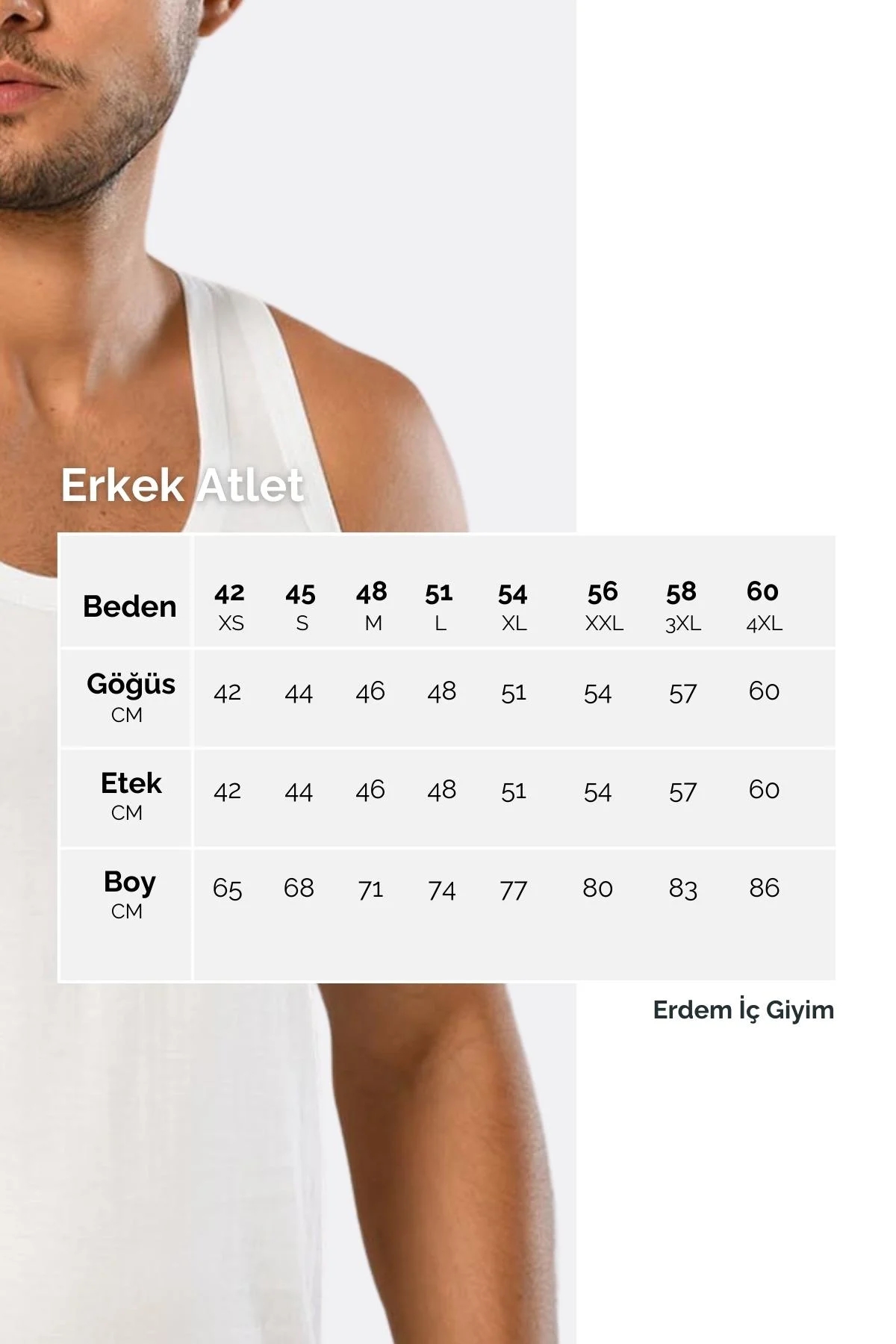 Erdem 6 Adet Slim Fit Kolsuz Derin V Yaka Atlet 1118
