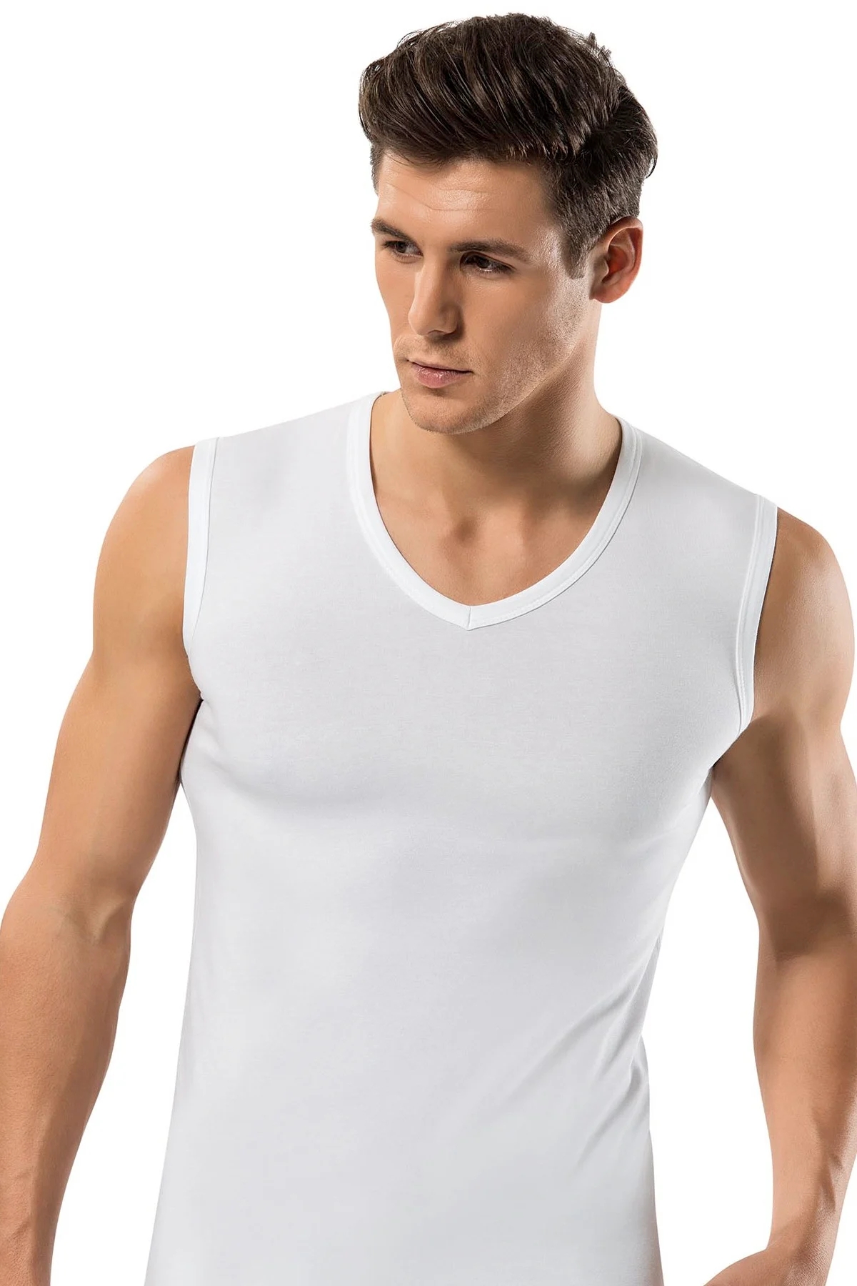 Erdem 6 Adet Slim Fit Kolsuz Derin V Yaka Atlet 1118