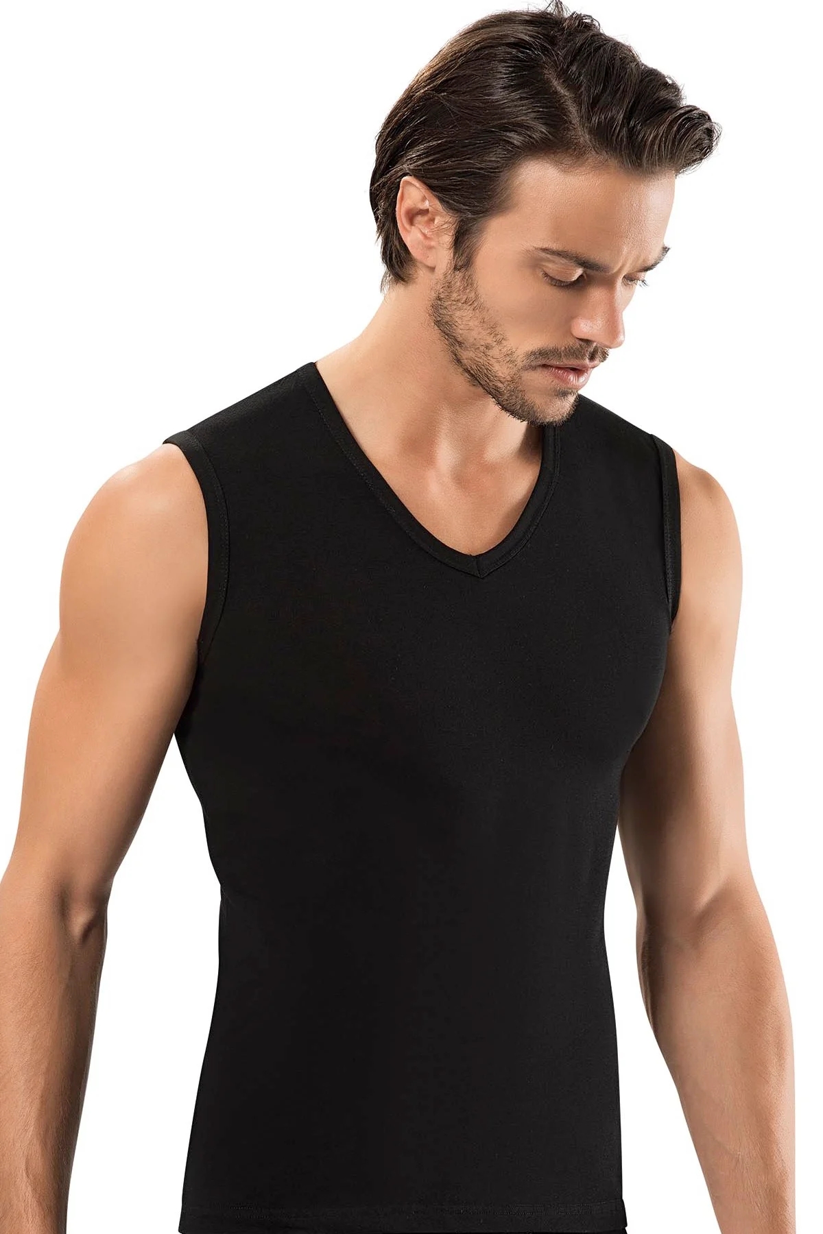 Erdem 6 Adet Slim Fit Kolsuz Derin V Yaka Atlet 1118