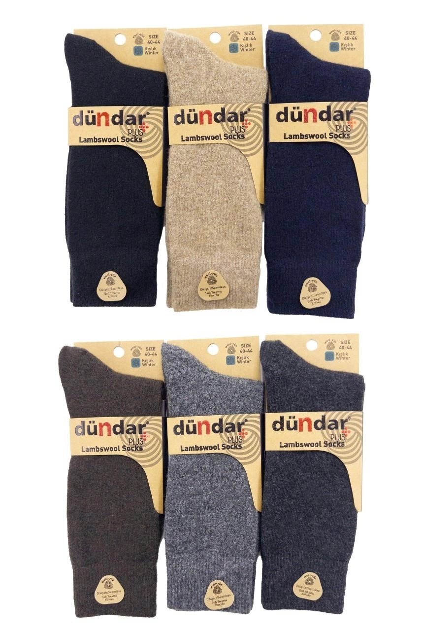 Dündar Kışlık 12 Çift Wool Erkek Yün Çorap