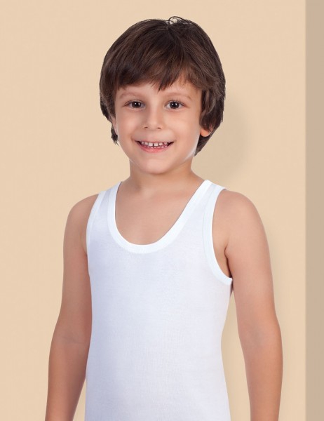 Şahinler Erkek Çocuk Geniş Askılı Esnek Ribana Atlet Beyaz MEC020