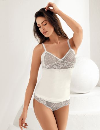 Şahinler Kadın İp Askılı Atlet ve Külot Takım Ekru MB2020