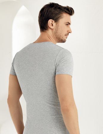 Şahinler Kısa Kollu Bisiklet Yaka Likralı Tshirt Gri ME069