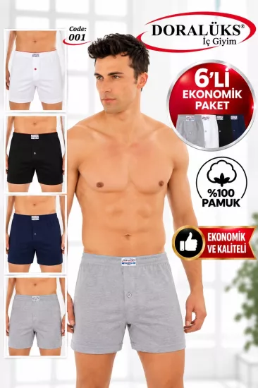 Doralüks 6 Adet Erkek Penye Geniş Kesim Düz Boxer