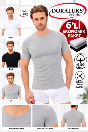 Doralüks 6 Adet Erkek Esnek Ribana Tshirt