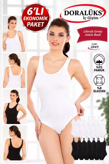 Doralüks 6 Adet Kadın Geniş Askılı Çıtçıtlı Body