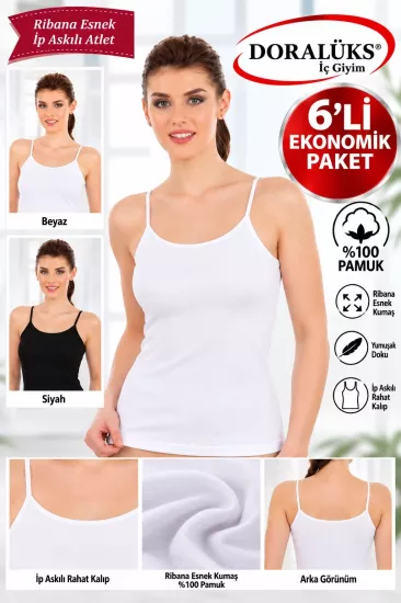 Doralüks 6 Adet Kadın İp Askılı Ribana Atlet
