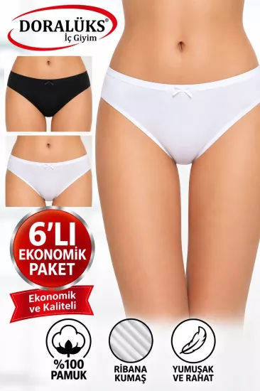 Doralüks 6 Adet Kadın Esnek Ribana Külot