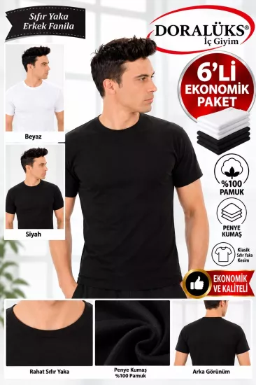 Doralüks 6 Adet Erkek Kapalı Yaka Fanila