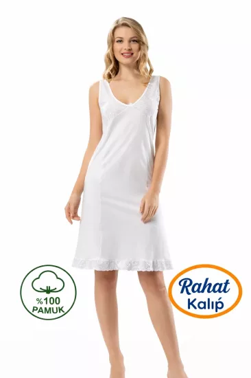 Ceylanoğlu %100 Pamuk Beyaz Penye Kombinezon